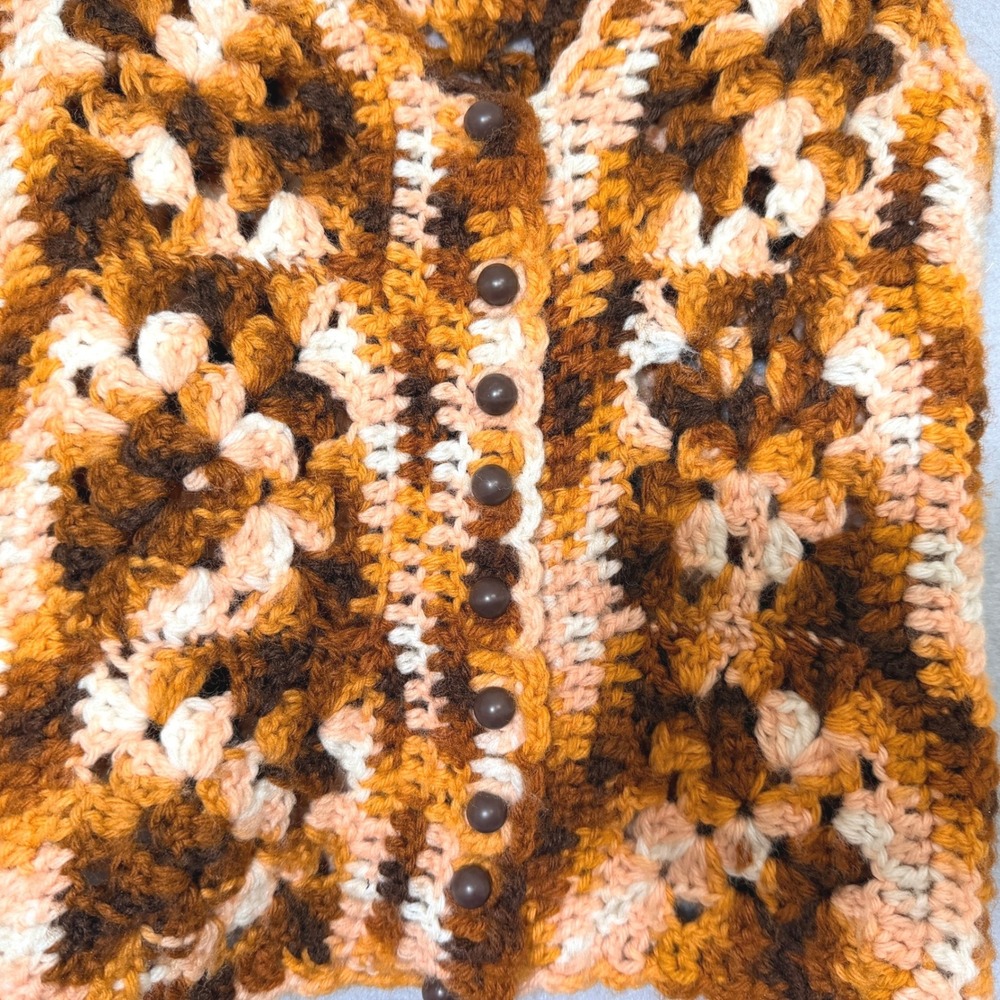 Handmade Vintage Crochet Vest‎ Granny Square XS Boho Festival Retro 70s Sweater - Picture 4 of 6